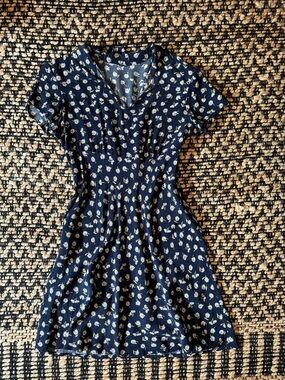 Navy Floral Fit-and-Flare Dress Size S